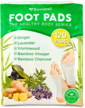120-Pack Ginger Foot Pads for Pain Relief: Natural Bamboo Vinegar Bamboo Charcoal Wormwood Lavender Ingredients Foot Patches - Comfort for Stress Relief Relaxation - Ideal for Adults Elderly