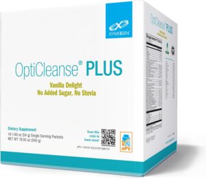 XYMOGEN OptiCleanse Plus - Vegan Protein Shake with Vitamins, Minerals & Amino Acids to Support Detox - Energy, Liver Detox + Healthy Hormone Metabolism Support - Vanilla Delight (10 Packets)