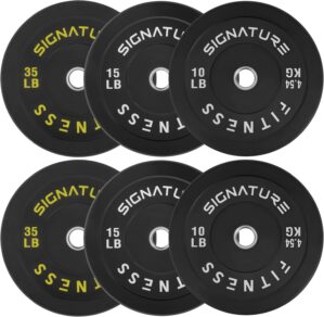 2" Olympic Bumper Plate Weight Plates With Steel Hub, 120-Pound Set, 10LB, 15LB, 35LB