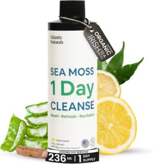 Atlantic Naturals - 1 Day Colon Cleanse Full Body Detox Drink - Sea Moss Supplement for Women & Men, Gut Health, Kidney & Liver Immune Energy Enhancer Gut Cleanse - Lemon Flavor Juice, 8 fl oz