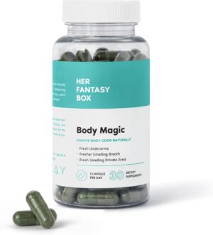 Her Fantasy Box | Body Magic Chlorophyll Capsules - 30 Vegan Capsules for Detox, Digestion, Gut Health, Skin Support, and Oily Skin - Natural Energy Booster (200 mg) (100mg) (200mg)