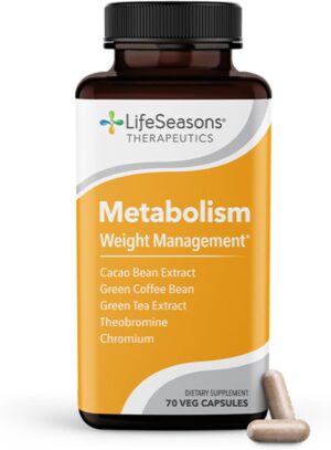 LifeSeasons Metabolism - Weight Control Support & Energy Boosting Supplement - Natural Appetite Suppressant - Curbs Cravings - Green Tea, Coffee Bean, Chromium, Cacao & Theobromine - 70 Capsules