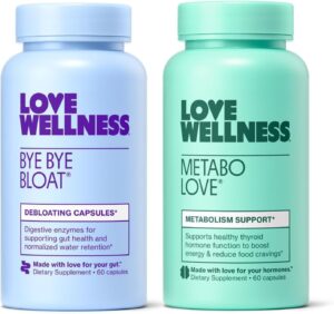 Love Wellness Bye Bye Bloat & Metabolove | Boost & Reduce Bundle | Metabolism Booster for Women Supplement | Digestive Enzymes for Gas & Bloating Relief | Combat Cravings & Boost Energy Supplement