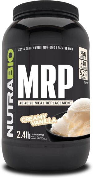 NutraBio MRP – Complete Meal Replacement Protein Powder - Protein Meal Replacement Shake- 2.5 Pounds - Creamy Vanilla