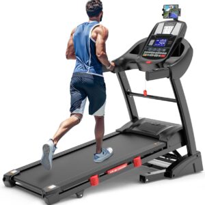 Portable Treadmill 300lbs Capacity, 4.5 HP Folding Treadmill for Home w/ 15% Auto Incline, 64+3+3+1 Programs, APP Control, Exercise Equipment with HiFi Speakers, Pulse Sensor, Adjustable iPad Holder