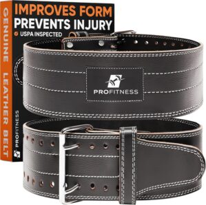 ProFitness Weight Lifting Belt (5mm Thick) - Leather Weight Belt for Men & Women - Back Support Squat Belt - Gym Belt for Weightlifting, Powerlifting & Deadlifts | Adjustable Weightlifting Belt