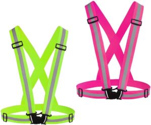 Reflective Vest Running Gear 2Pack, High Visibility Adjustable Safety Ves for Night Cycling,Hiking, Jogging,Dog Walking