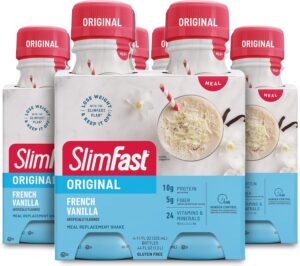 SlimFast Meal Replacement Shake, Original French Vanilla, 10g of Ready to Drink Protein, 11 Fl. Oz Bottle, 4 Count (Pack of 3) (Packaging May Vary)