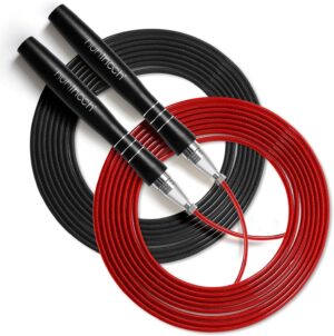 Speed Jump Rope for Men Women Adults, Workout Fitness Crossfit Boxing Jumping Ropes with Smooth Rotate Double Bearing Balls, Double Under Skipping Rope with 2 Pcs Tangle-free Cable to Replacement