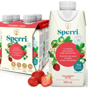 Sperri Plant-Based Meal Replacement Shake – Organic Protein Drink Made with Hemp & Pea Protein – Vegan Gluten-Free Dairy-Free Ready to Drink Nutrition Shake – Strawberry Flavor, 11.16 fl. oz(12 Pack)