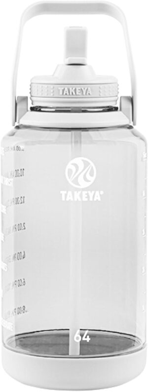 Takeya 885395541426 Tritan Bottle, Straw Lid and Extra Large Carry Handle Cloud White 64oz