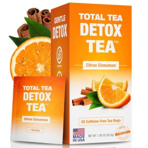 Total Tea SIimming Detox Tea Caffeine Free - Herbal Tea with Chamomile, Hibiscus & Ginger Root for Colon Cleanse – Natural Citrus & Cinnamon Herbal Tea for Digestive Health (25-Pack, Citrus & Cinnamon)
