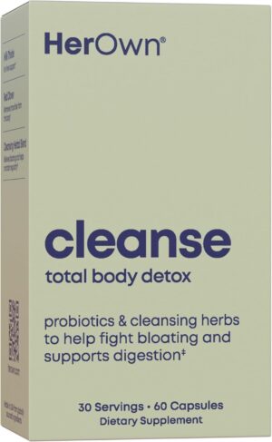 her own Cleanse, Gentle Detox, Supports Healthy Gut, Ocean Algae Cleanse, Prebiotic/Probiotic Blend, Cleansing Herbal Blend, Gluten and Soy Free, Vegan, 60 Capsules, 30 Servings, Multicolor