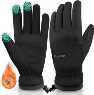 ihuan Winter Waterproof Ski Gloves Men Women, Snow Warm Cycling Cold Weather, Driving Biking Running