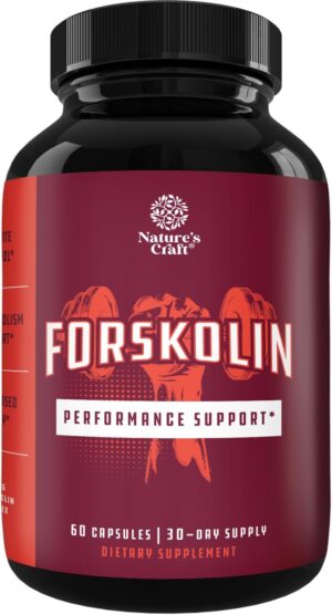 100% Forskolin Supplement-Pure Forskolin Extract Supplement with Potent Coleus Forskohlii 500 mg per serving for Enhanced Energy for Adults-Plant-Based Energy Supplements for Women and Men-60 Capsules