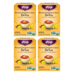 Yogi Tea Roasted Dandelion Spice DeTox Tea - 16 Tea Bags per Pack (4 Packs) - Organic DeTox Tea - Includes Roasted Dandelion Root, Dandelion Root, Cinnamon Bark, Cocoa Shell & More