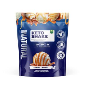 About Time Keto Shake with Bovine Collagen Protein + MCTs from Coconuts - 19g Fat, 10g Protein, 5g Net Carbs - Vanilla Caramel, 1lb