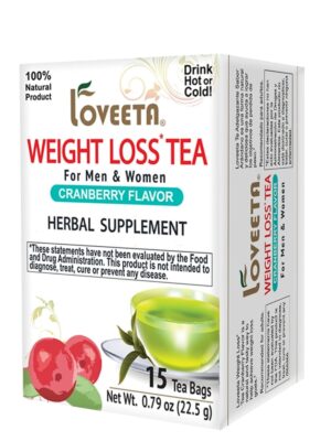 24 Pack Of Loveeta Wellness Weight Loss Tea Cranberry - 15 Tea Bags (Gmo Free, Gluten Free, Dairy Free, Sugar Free And 100% Natural)