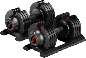 52LB Dumbbell Set with Tray for Workout Strength Training Fitness, Adjustable Weight Dial Dumbbell with Anti-Slip Handle and Weight Plate for Home Exercise