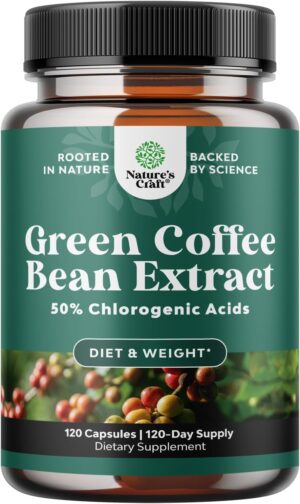 Green Coffee Bean Extract for Weight Loss - Weight Loss Pills for Women and Men - Appetite Suppressants for Weight Loss with Chlorogenic Acid - Herbal Fat Burner to Assist with Weight Loss 120 Count