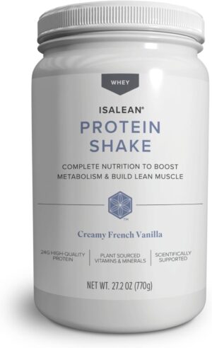 IsaLean Protein Shake - Complete Superfood Meal Replacement for Maintaining Healthy Weight and Lean Muscle Growth with 24 Vitamins and Minerals - 27.2 oz - 14 Meal Canister (Creamy French Vanilla) - Canister