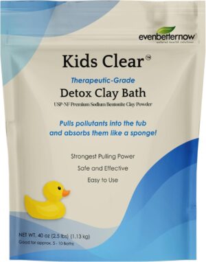 Kids Clear™ Detox Clay Bath, 100% Pure Sodium Bentonite - Removes Toxins, Impurities and Contaminants, by Evenbetternow LLC, Standard Size 2.5 lbs (40 oz)