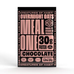 Kreatures of Habit Meal One | Overnight & Instant Superfood Protein Meal Replacement | Gluten Free, Dairy Free, 30g of Plant Based Protein, With No Added Sugar | Chocolate | Pack of 7