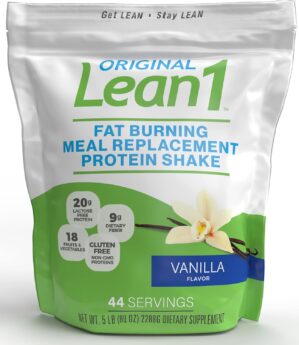 Lean1 Vanilla 5 Pound (44 servings), Fat Burning Meal Replacement