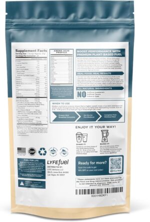 LyfeFuel Vegan Protein Shake Plant-Based Protein Powder with BCAA, Greens & Superfoods for Sports Performance, Recovery & Lean Muscle Building | (Vanilla, 24 Servings)