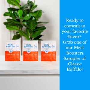 MB Samplers Meal Boosters Buffalo Savory Protein Supplement, Buffalo Flavor Grass-Fed Collagen Mix, Meal Topper/Add-In, Buffalo Dipping Sauce, Muscle, Tendon, Ligament Recovery, Gut Health