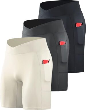 NELEUS Men's Compression Short with Pocket Dry Fit Yoga Running Shorts Pack of 3