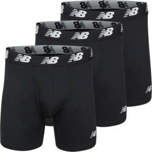 New Balance Men's Performance Boxer Briefs with Fly, Breathable Stretch Underwear, Moisture Wicking, Soft Waistband (3 Pack)