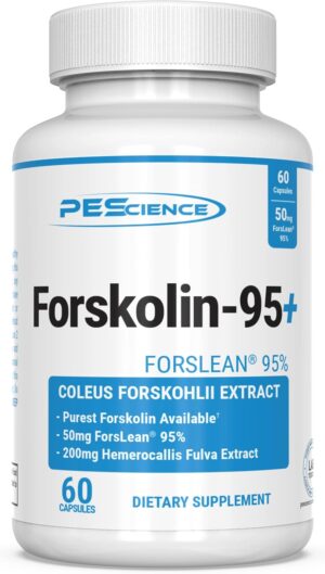 PEScience Forskolin Capsules, 95% Pure Forskolin Extract from Coleus Forskohlii, Patented ForsLean, 60 Count