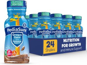 PediaSure Grow & Gain With Immune Support, Kids Protein Shake, Chocolate, 8-fl-oz Bottle, 24 Shakes