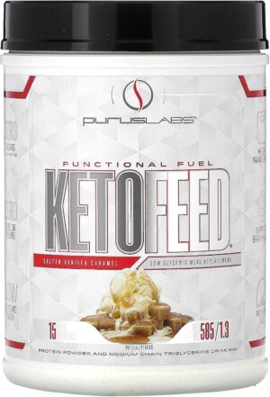 Purus Labs KetoFeed Protein | Keto Low Glycemic Protein Meal Replacement | Low Carb, 0 Sugars | Added MCTs | 20g Whey Protein (Salted Vanilla Caramel)