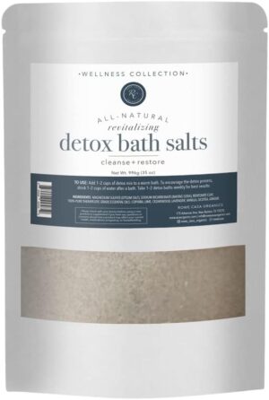 Rowe Casa Organics Detox Bath Salts, Natural Detox Bath Soak for Body Cleanse, 35 OZ