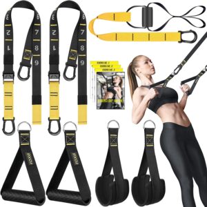 Rraining Kit, Workout Straps for Home, Adjustable Resistance Trainer with Handles, Door Anchor and Carrying Bag for Gym