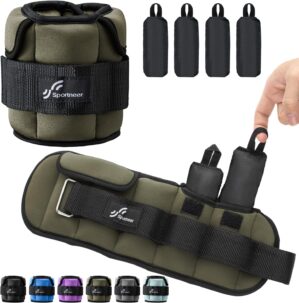 Sportneer Adjustable Ankle Weights for Women and Men：1 Pair 1 2 3 4 6 7 8 10 lbs Upgraded Easily Adjustable Leg Weight, Weighted Wrist Weight Strap for Gym, Fitness, Workout, Walking, Dancing