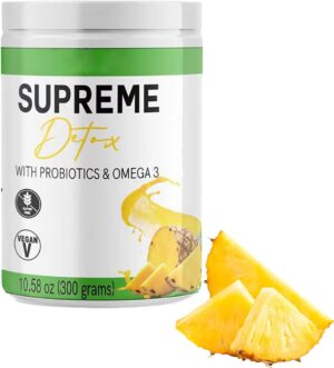 Supreme Detox Supplement Healthcare Natural Fiber Powder，Supreme Detox piña de mayeli，Pineapple Flavor,Natural Ingredient (1PCS)
