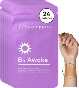 The Good Patch B12 Awake Patch, Natural Patch with Caffeine, B12, and Green Tea Extract, Plant Powered Wearable Wellness, Helps to Promote Energy (24 Total Patches)