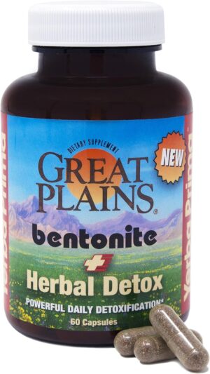 Yerba Prima Bentonite Clay Plus Herbal Detox - 60 Veggie Capsules - Natural Cleansing Supplement