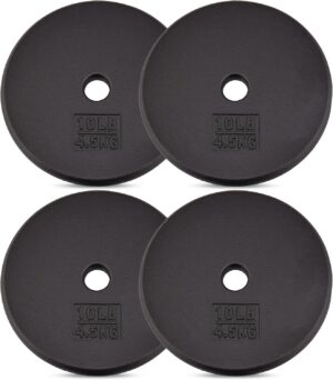 Yes4All Standard 1" Cast Iron Weight Plate - Ideal for Strength Training - Multiple Weight: 5LB to 25LB (Single & Set of 4)