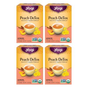 Yogi Tea Peach DeTox Tea - 16 Tea Bags per Pack (4 Packs) - Organic DeTox Tea to Feel Refreshed - Includes Cinnamon Bark, Ginger Root, Cardamom Pod, Burdock Root, Dandelion Root & More