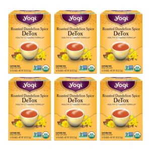Yogi Tea Roasted Dandelion Spice DeTox Tea - 16 Tea Bags per Pack (6 Packs) - Organic DeTox Tea - Includes Roasted Dandelion Root, Dandelion Root, Cinnamon Bark, Cocoa Shell & More