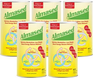 Almased Meal Replacement Shake - Plant Based Low Carb Protein Powder for Weight Loss - Gluten-free, Non-GMO 17.6 oz (5 Pack)